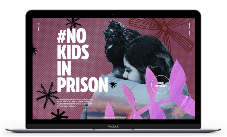 #NoKidsinPrison digital experience landing page, work-in-progress