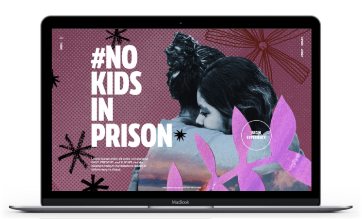  #NoKidsinPrison digital experience landing page, work-in-progress