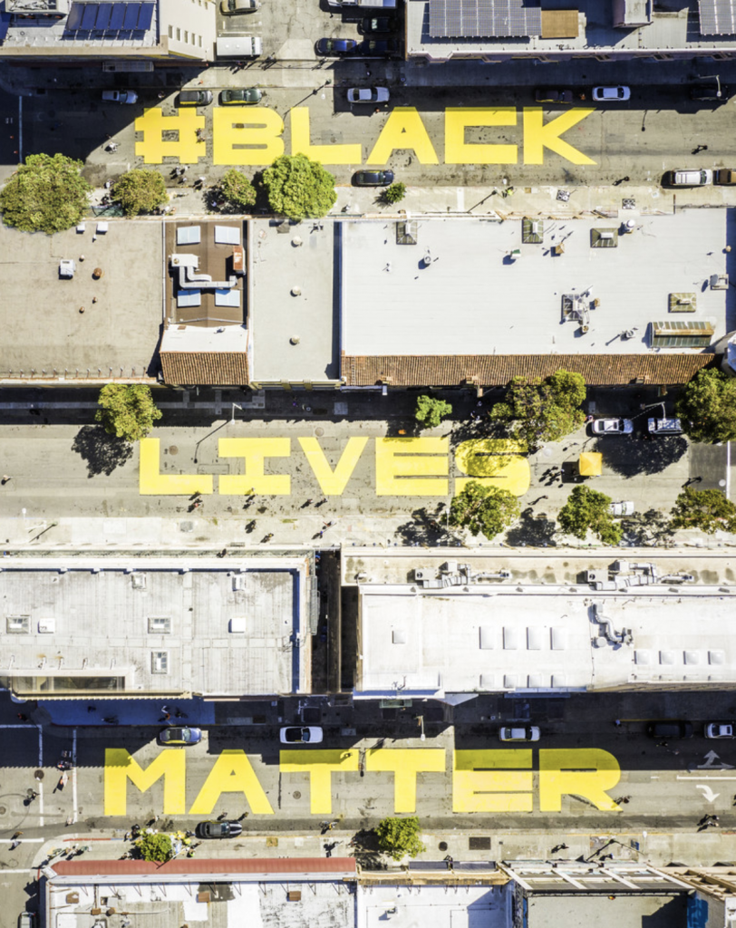 Oakland aerial view Black Lives Matter. Photo by JJ Harris.