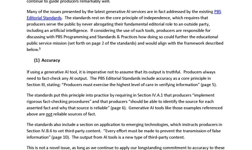 PBS Standards Guidance Applying Standards to Generative AI Tools